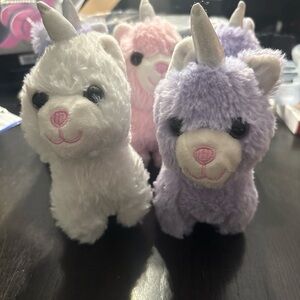 Plush Unicorn Llama Toy Set - White, Pink, Purple